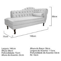 Kit Diva Recamier Diana 140Cm Lado Esquerdo E 01 Poltrona Classic Suede - Amarena Móveis Branco - 5