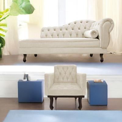 Kit Diva Recamier Diana 140Cm Lado Esquerdo E 01 Poltrona Classic Suede - Amarena Móveis Bege