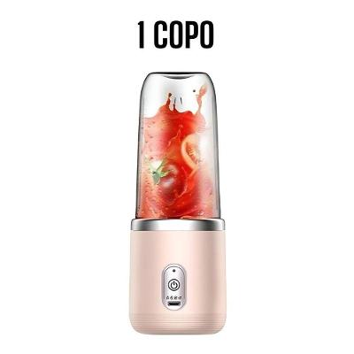 Espremedor Portátil OEM Popyo 400 ml Rosa com 6 Lâminas em Aço Inox Bivolt