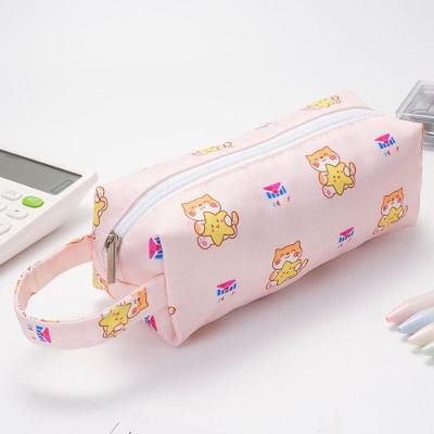 Estojo de Lápis Portátil de Lona de Papelaria OEM Cor:gato com Camada Dupla 2 Compartimentos