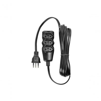 Extensão Elétrica 3 Tomadas PP Plano 3x0 e 75 5m 10A 250V Preto Vinik