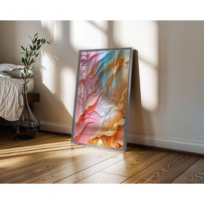 Quadro Decorativo Gold 15 Retangular 50 X 70 em Canvas com Moldura Caixa Amadeirado