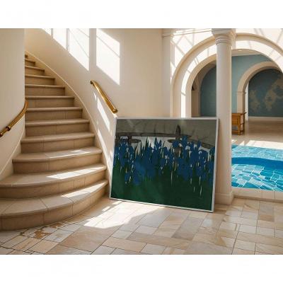 Quadro Decorativo Jardim Cercado Retangular 60 X 90 Madeira Amadeirado