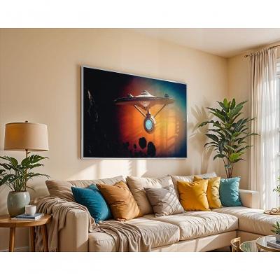Quadro Decorativo Entre a Neblina e as Estrelas Retangular 120 X 50 Preto
