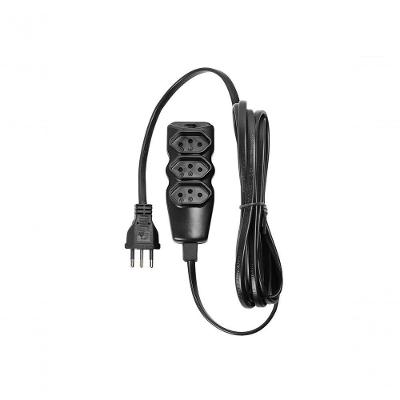 Extensão Elétrica 3 Tomadas Pp Plano 3x0 75 3m 10A 250V Preto Vinik