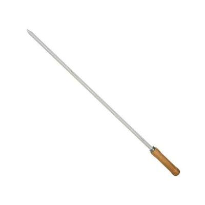 Espeto para Churrasco Espeto Simples 85CM Cromado em Aço e Madeira com Cabo Resistente
