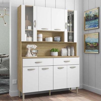 Armário de Cozinha Compacta Paris 8 Portas 2 Gavetas MDF 121cm Amadeirado