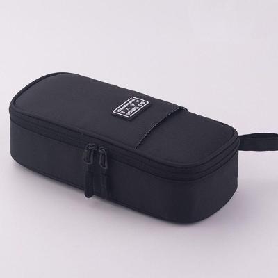 Estojo de Lápis OEM Grande Capacidade Escolar com 2 Compartimentos e Zíper de Metal Resistente Preto