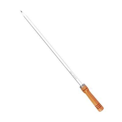 Espeto para Churrasco Espeto Simples 90CM em Alumínio Polido com Cabo de Madeira Prata Mor