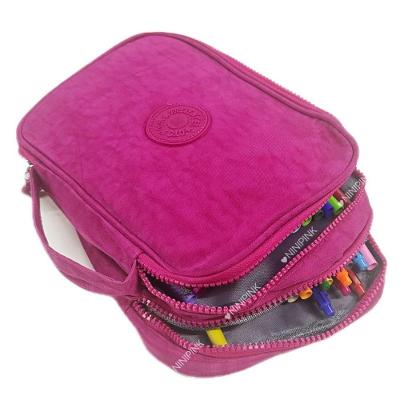 Estojo Escolar OEM Box Jumbo Dupla Camada em Nylon Grande com Divisória para Material Roxo