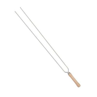 Espeto para Churrasco Espeto Duplo Fino 75CM Cromado em Arame de Aço com Cabo de Madeira Prata Mor