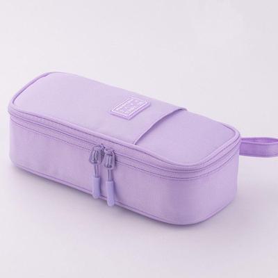Estojo de Lápis OEM Grande Capacidade com 2 Compartimentos Material Leve e Durável Lilás