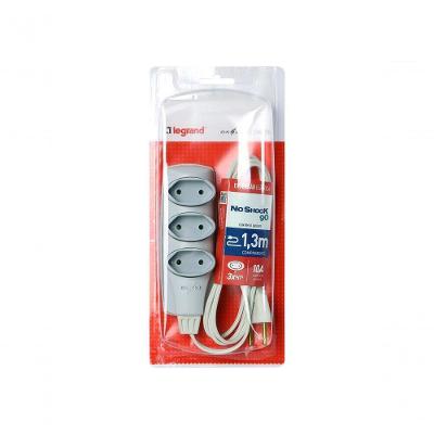 Extensão Elétrica Noshock 90 2X0,75MM 2P 10A 1,3 METROS com Proteção Contra Choques Cinza Daneva