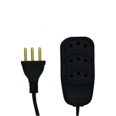 Extensão Elétrica Tripla 2 e 5 Metros para Escritório Econômica Preta Ilumi Materiais Elétricos