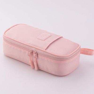 Estojo de Lápis OEM Grande Capacidade Escolar com 2 Compartimentos e Zíper de Metal Resistente Rosa