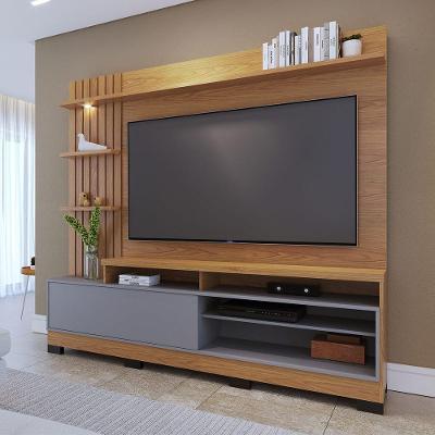 Estante Home para TV Maceió 65" 200CM MDP com LED freijó-cinza