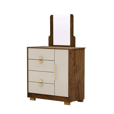Cômoda Sapateira Ilha Bela 1 Porta 93cm Imbuia e Fendi com 4 Gavetas