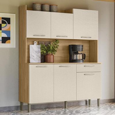 Armário de Cozinha Compacta Berlin Plus 6 Portas 1 Gaveta MDF 121cm Amadeirado