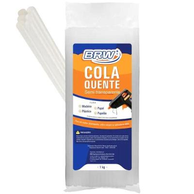 Bastão de Cola Quente Semi Transparente Médio com Resina de EVA 1KG Transparente BRW