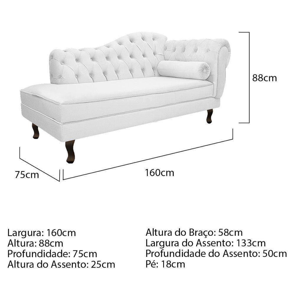 Kit Diva Recamier Diana 160Cm Lado Esquerdo E 01 Poltrona Classic Corano - Doce Sonho Móveis Branco - 3