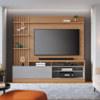 Estante Home para TV Maceió 65" 200CM MDP MDF com LED freijó-cinza