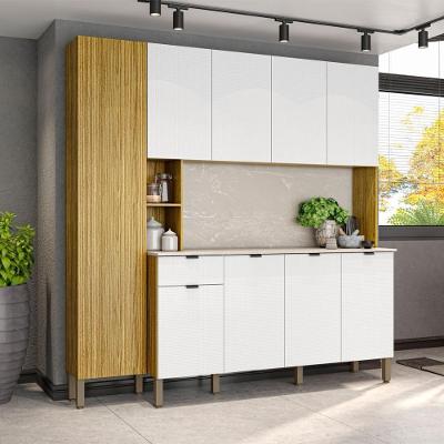 Armário de Cozinha Compacta Cairo 9 Portas 1 Gaveta MDF 200cm Amadeirado