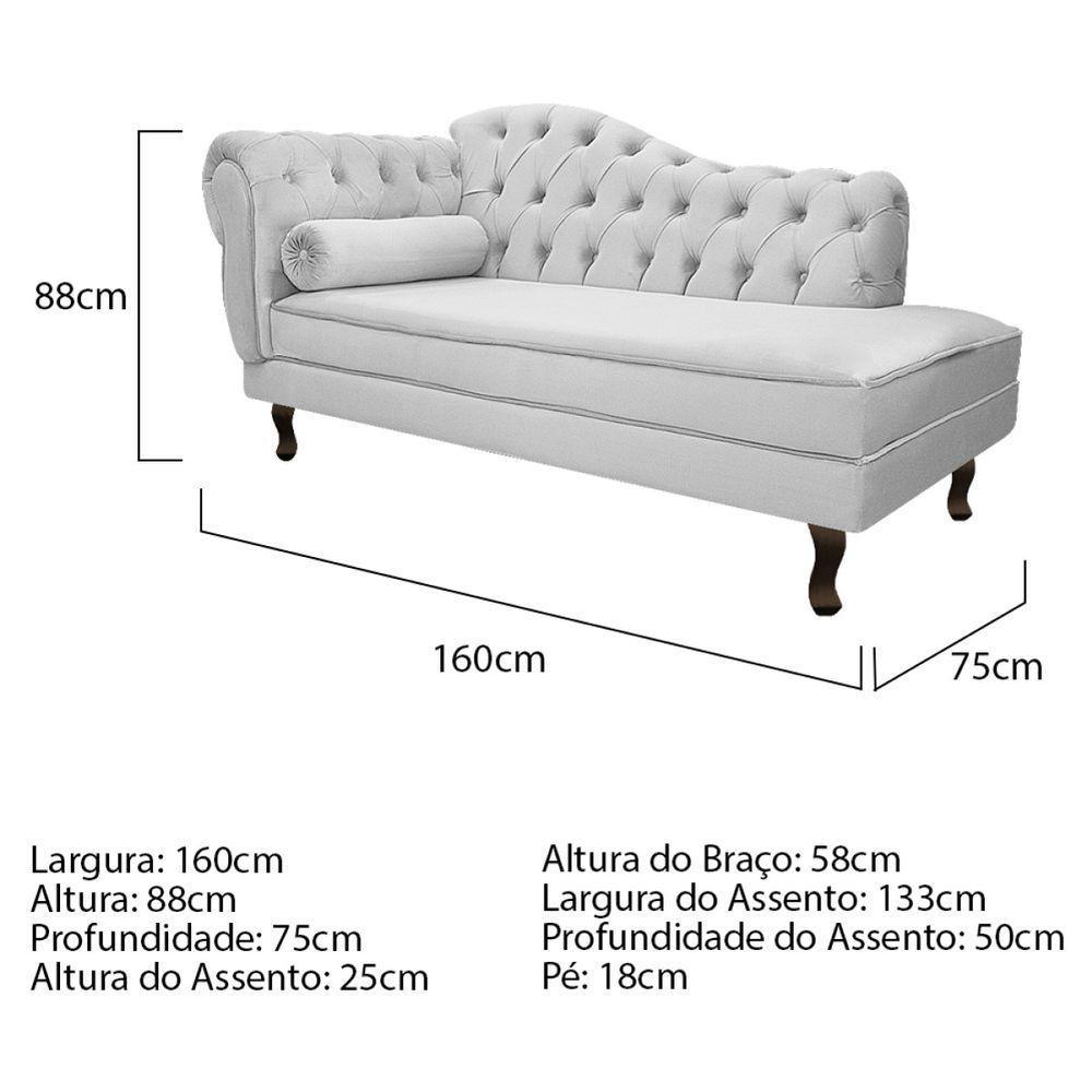 Kit Diva Recamier Diana 160Cm Lado Direito E 02 Poltronas Julia Corano - Doce Sonho Móveis Branco - 3