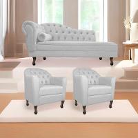 Kit Diva Recamier Diana 160Cm Lado Direito E 02 Poltronas Julia Corano - Doce Sonho Móveis Branco - 1