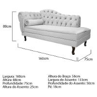 Kit Diva Recamier Diana 160Cm Lado Direito E 02 Poltronas Julia Corano - Doce Sonho Móveis Branco - 3