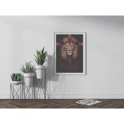 Quadro Religioso Inabalável Como um Leão Retangular 50x70CM Branco