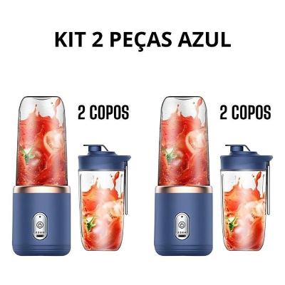 Espremedor Portátil OEM Popyo Mini Liquidificador 400 ml 6 Lâminas Inox Azul Bivolt