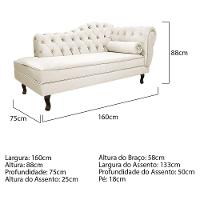 Kit Diva Recamier Diana 160Cm Lado Esquerdo E 01 Poltrona Classic Corano - Doce Sonho Móveis Bege - 3