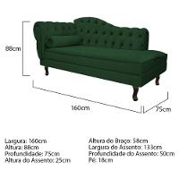 Kit Diva Recamier Diana 160Cm Lado Direito E 02 Poltronas Julia Suede - Doce Sonho Móveis Verde - 3