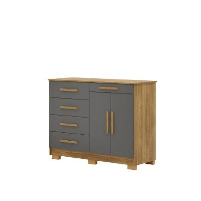 Cômoda Sapateira Sirius 5 Gavetas MDF com Puxador em MDF Amadeirado Nature Alasca