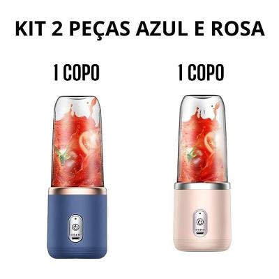 Espremedor Portátil OEM Popyo 400 ml 6 Lâminas Aço Inox Azul Recarregável USB 110V