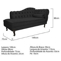 Kit Diva Recamier Diana 140Cm Lado Esquerdo E 02 Poltronas Julia Corano - Doce Sonho Móveis Preto - 3