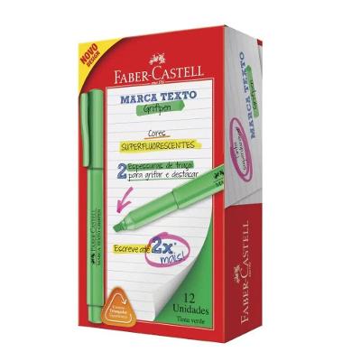 Marca Texto Faber-Castell Grifpen Ponta Fina Kit com 12 Unidades para Estudo e Escritório Verde