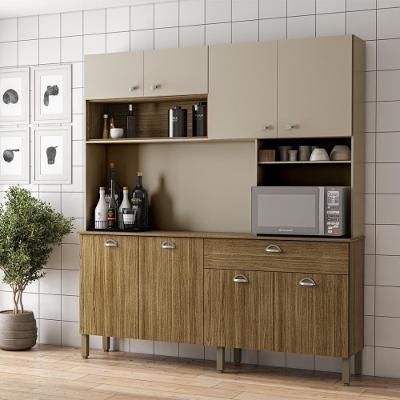 Armario de Cozinha Compacta Sydney 8 Portas 1 Gaveta MDF 182.2 cm Freijó Vanilla