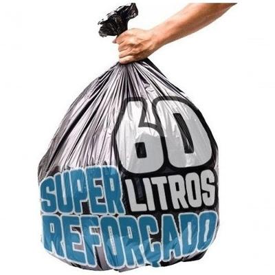 Saco para Lixo Super Reforçado Preto 60L com 200 Unidades 60CM X 78CM Higipack