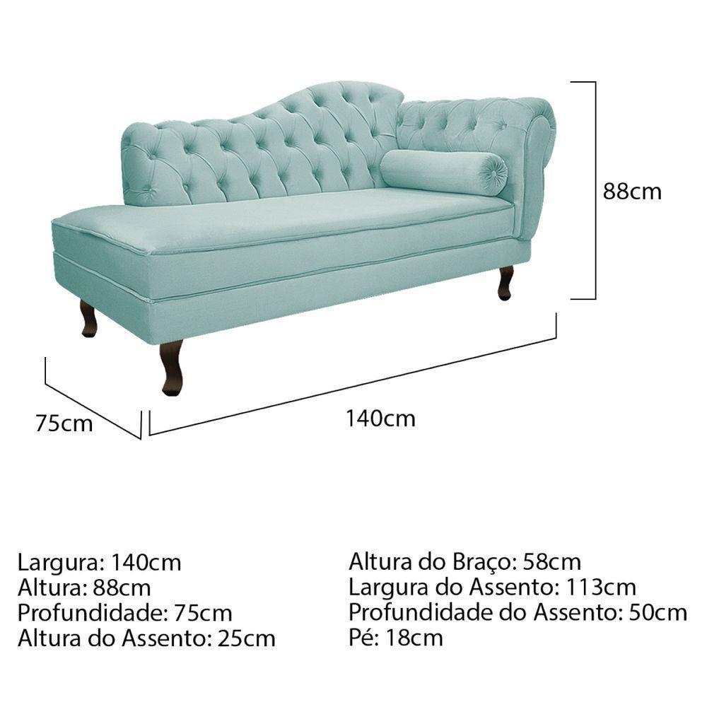 Kit Diva Recamier Diana 140Cm Lado Esquerdo E 01 Poltrona Suede - Doce Sonho Móveis Azul Tiffany - 2