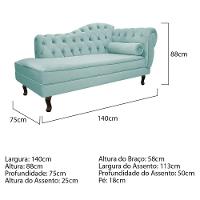 Kit Diva Recamier Diana 140Cm Lado Esquerdo E 01 Poltrona Suede - Doce Sonho Móveis Azul Tiffany - 2