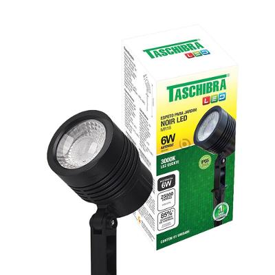 Espeto LED para Jardim Noir MR16 6W 3000K Luz Quente Bivolt Preto Taschibra