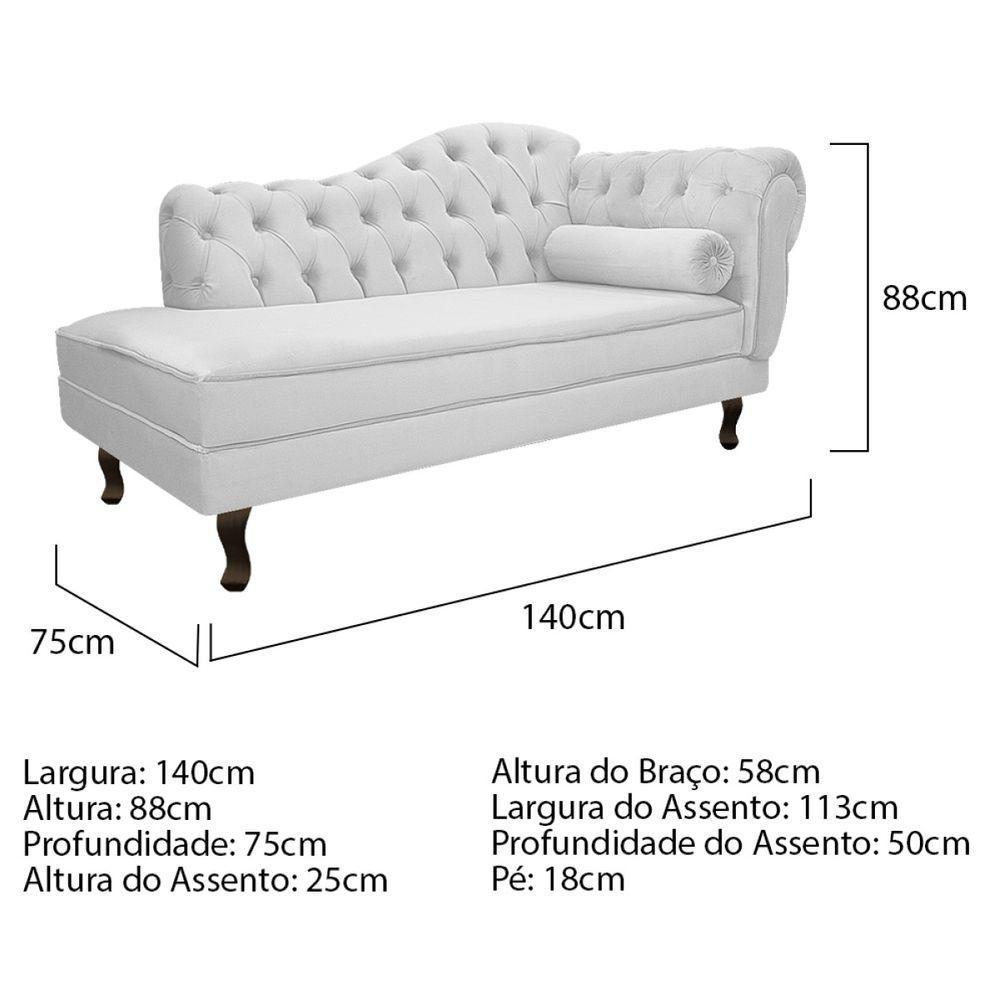 Kit Diva Recamier Diana 140Cm Lado Esquerdo E 02 Poltronas Julia Suede - Doce Sonho Móveis Branco - 3