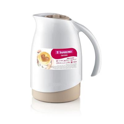 Bule Térmico Cuidar Plástico 700ML Branco com Ampola de Vidro e Alça Ergonômica Sanremo