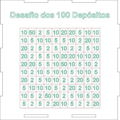 Cofre para Juntar Dinheiro Cofre Desafios dos 100 Depósitos 1.000 Ferramenta Visual Motivadora