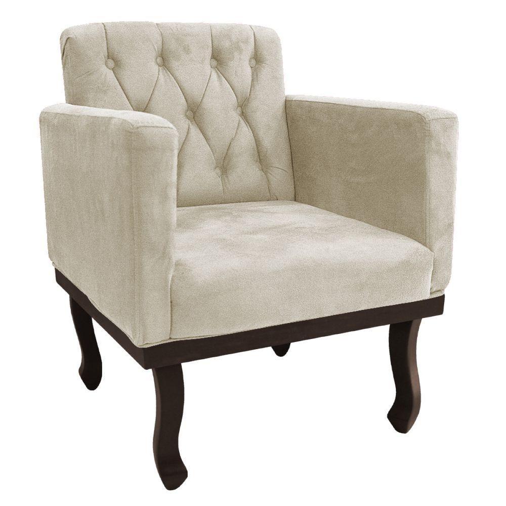 Kit Diva Recamier Diana 185Cm Lado Direito E 01 Poltrona Classic Linho - Doce Sonho Móveis Bege - 2