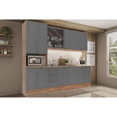 Cozinha Bella 11 Portas 3 Gavetas Cinza Nogal