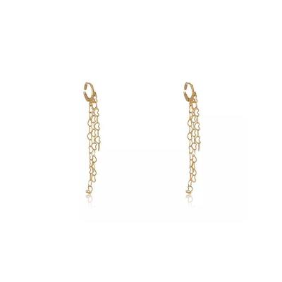Brinco Floratta Joias Argolinha com Corrente de Coração Folheado Banhado em Ouro 18K 1CM Dourado