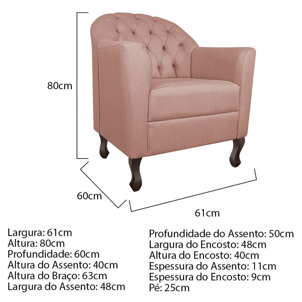 Kit Diva Recamier Diana 140Cm Lado Esquerdo E 02 Poltronas Julia Suede - Doce Sonho Móveis Rosê - 2
