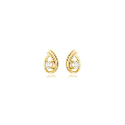 Brinco Atraktiva Jóias Gotinha Delicada Banhada a Ouro 18k em Semijoia 1CM Dourado